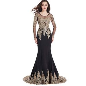 Crystals Beaded Lace Mermaid Evening Dress